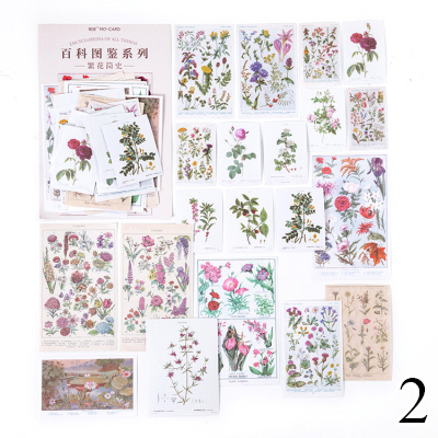 60Pcs Vintage Plant Stickers Retro Flowers Diary Pr Adhes