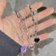 Women Purple Crystal Sweet Pendant Y2K Cool Heart Necklace