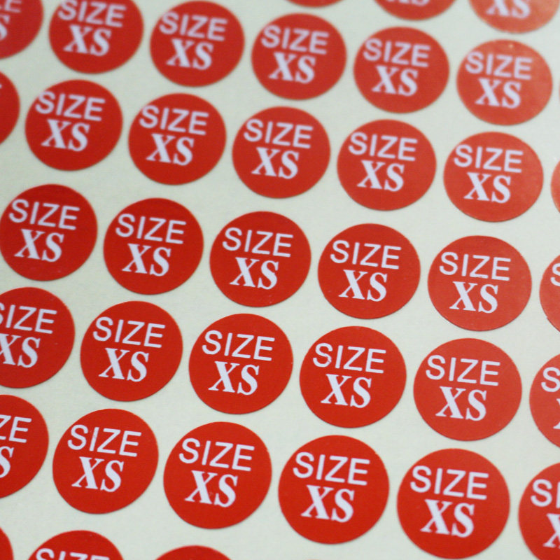红底s/m/l/xl/xxl号码服装码数贴纸 尺码标签13mm尺码贴纸 不干胶