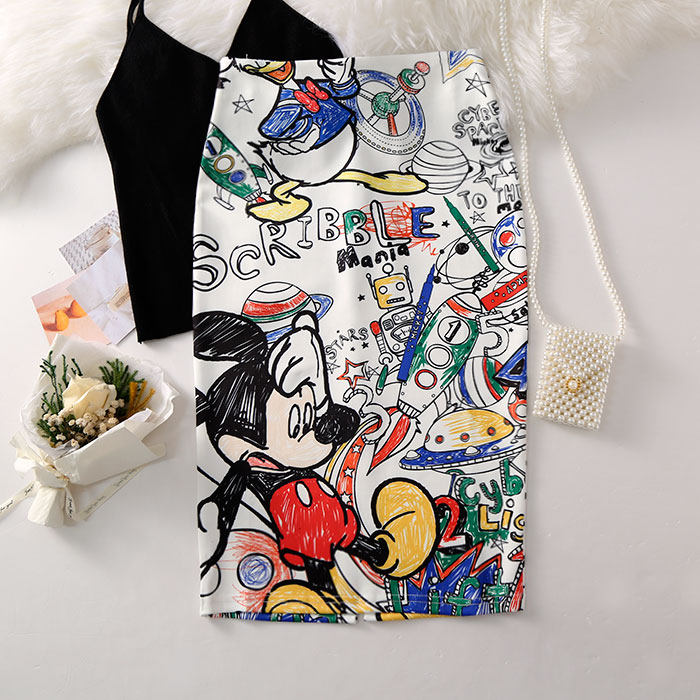 Paige Package hip Show thin Cartoon printing skirt Mid length version Step Spring and summer 2019 New big wavein the Women's clothing/Boutique , Skirts  category - from Buy2taobao.com to provide professional Taobao agent buy service