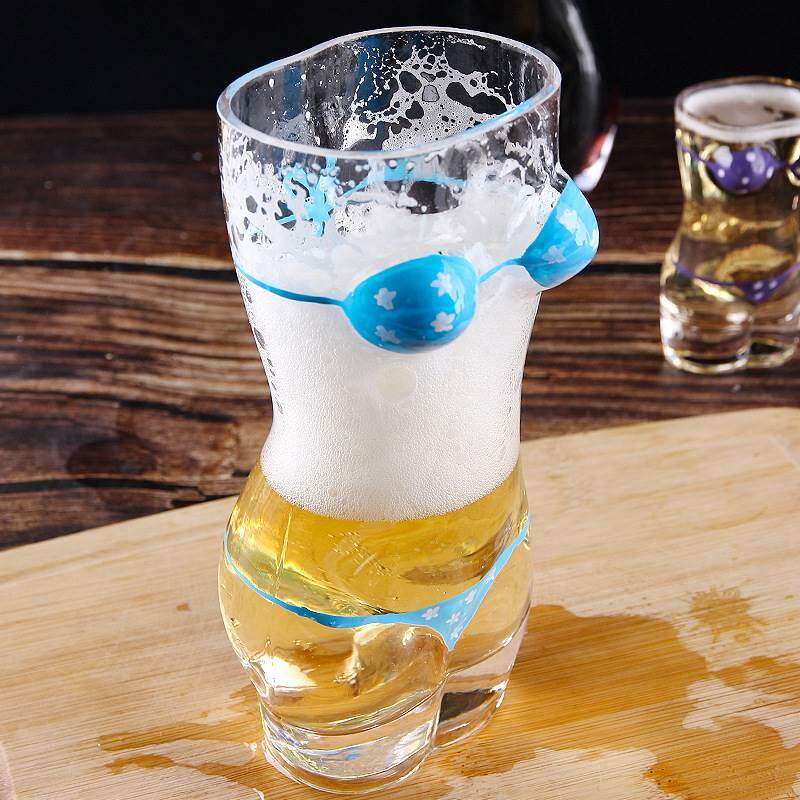 抖音啤酒杯恶搞创意水杯大号人体超大扎啤杯水晶玻璃杯男人女人杯