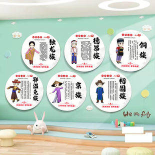 幼儿园五十六56个民族环创装饰挂画挂图教室布置文化墙贴纸雪弗板