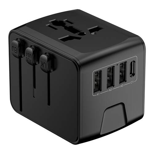 International Universal Travel Adapter 3 USB &Type-C Outlet