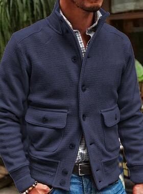 2025新款亚马逊wish 夹克男 韩版立领纯色休闲上衣夹克外套coat o