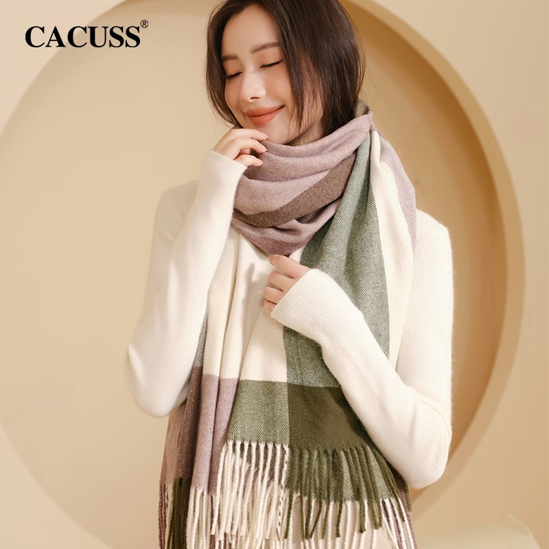 CACUSS围巾女士冬季韩版百搭加厚保暖围脖羊毛披肩礼盒生日礼物
