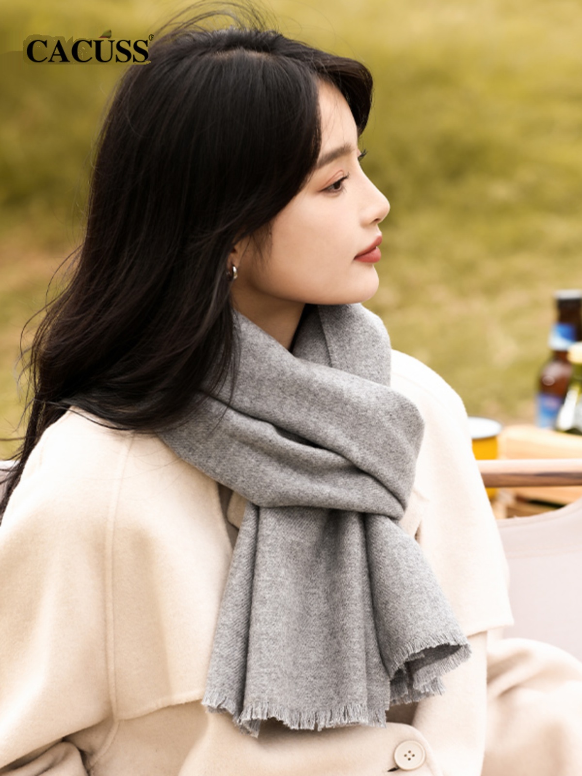 CACUSS纯色秋冬围巾复古时尚百搭护颈围脖送礼保暖披肩男女同款