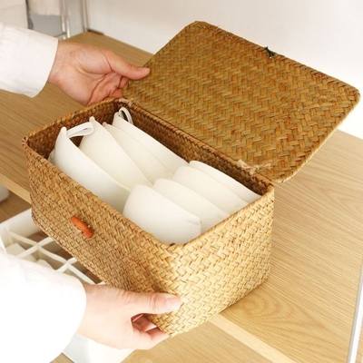 Rattan woven storage basket bamboo woven grass woven storage