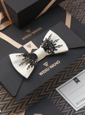 WEIXUWANG黑色哥特系列 原创设计男士婚礼新郎王力宏同款领结