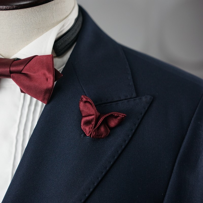WEIXU WANG小蝴蝶红色胸针原创配饰男士 纯手工领结西服定制套装