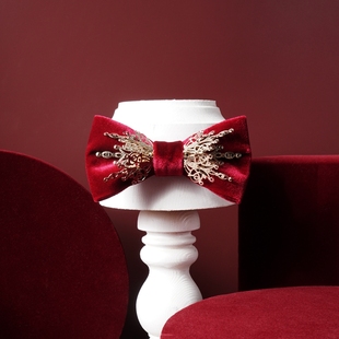 WEIXUWANG红丝绒哥特系列原创明星同款婚礼新郎伴郎男士正装领结