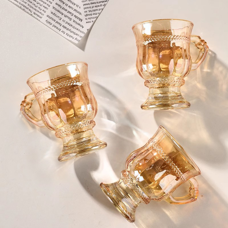 咖啡杯复古浮雕洋酒杯琥珀小酒杯