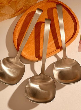 ins不锈钢嗦粉勺可挂式方头勺大口喝汤勺喝粥勺家用盛汤大头勺子