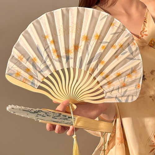 新中式古风折叠扇子女夏季随身便携折扇中国风旗袍汉服拍照贝壳扇