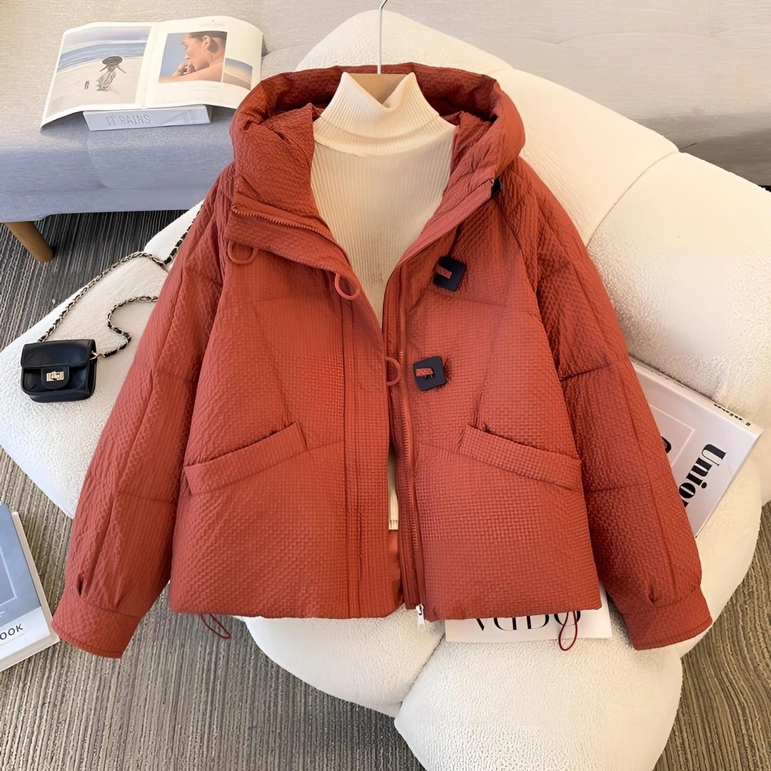 2025新款冬季韩版时尚小个子面包服棉衣女设计感中长连帽羽绒棉服
