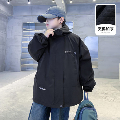 男童冬装炸街加厚三合一棉衣2025新款儿童冬季衣服外套中大童棉服