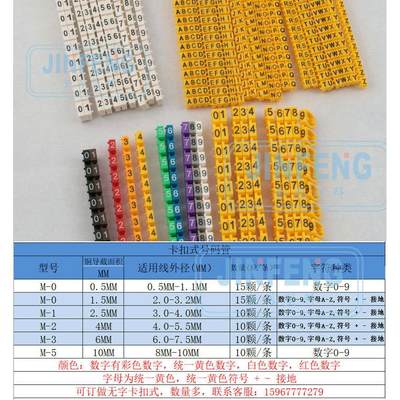 卡扣式彩色数字线号管电线网线号码管记号管套线管标识管数字