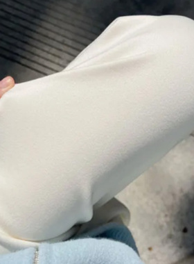 软糯白色裤子女秋冬新款加绒高腰显瘦奶油裤垂感高级感针织阔腿裤