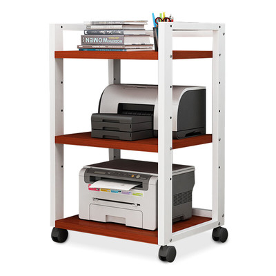 中伟木质落地办公室收纳架打印复印一体架可移动打印机置物架书架