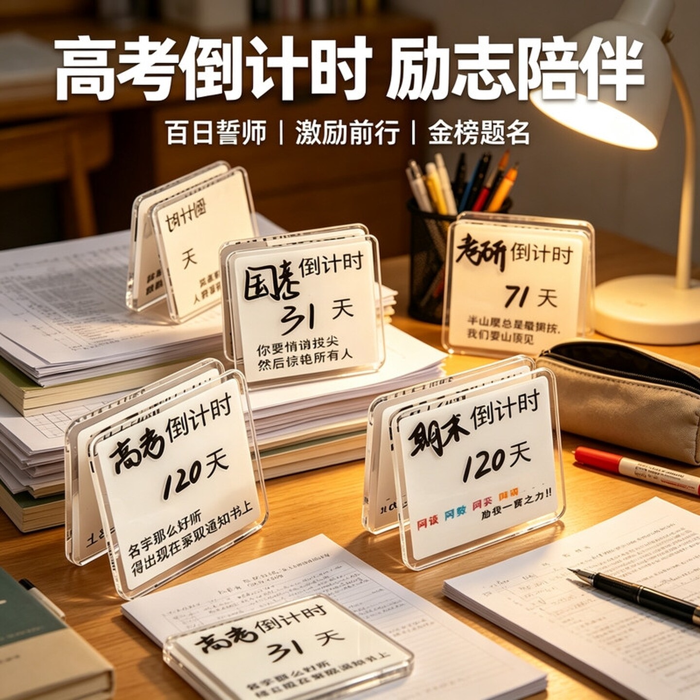 2026高三高考倒计时励志提示牌桌面小摆件日历桌面亚克力立牌创意