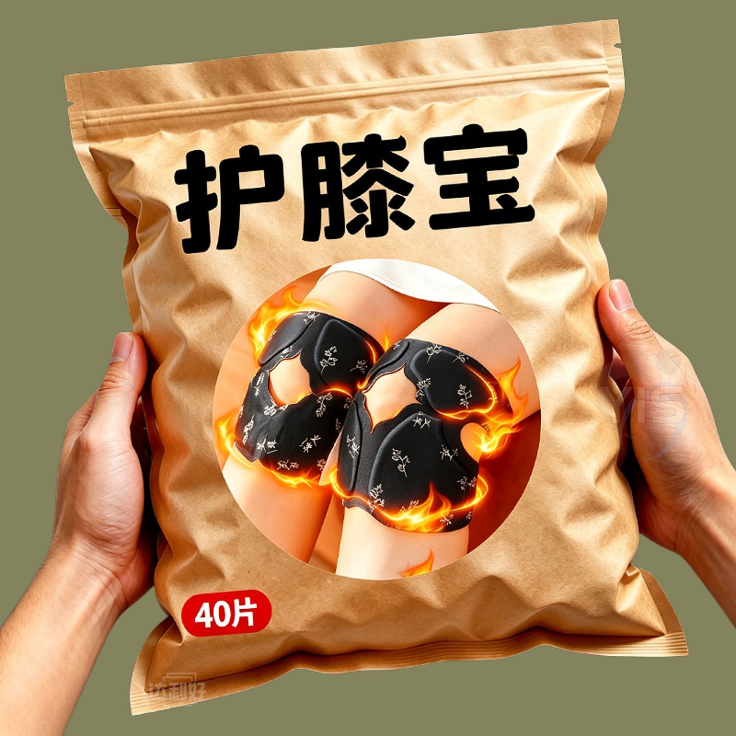 艾草自发热暖膝贴老寒腿膝盖保暖