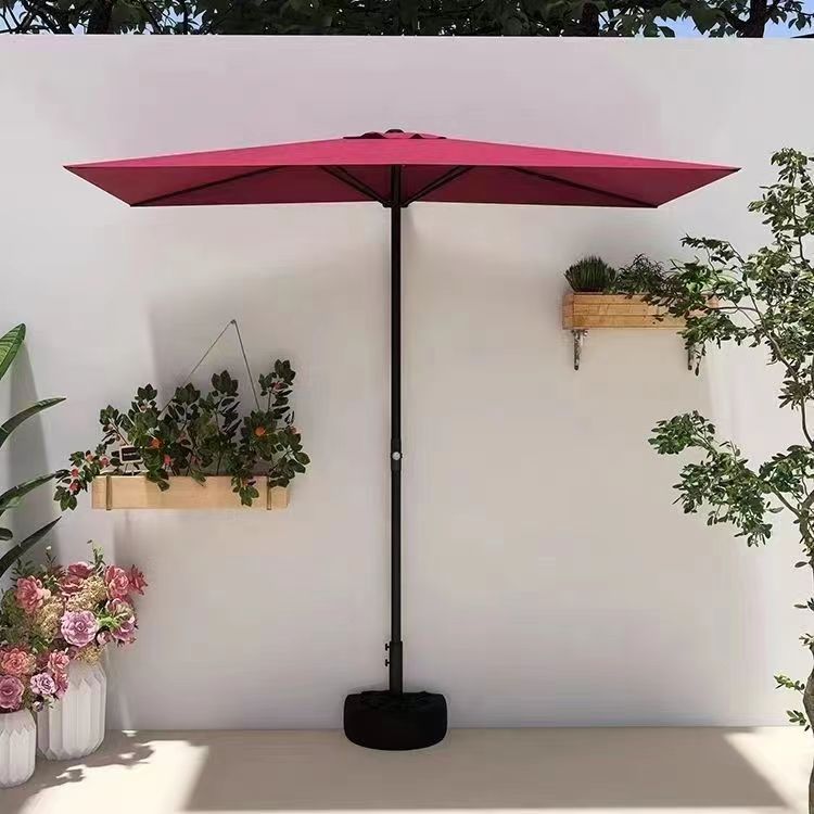 戶外半邊傘靠墻陽臺(tái)遮陽傘側(cè)邊長方形庭院傘花園露臺(tái)太陽傘擺攤傘