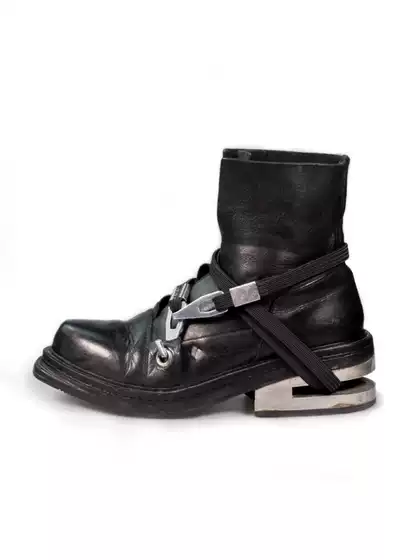 90S Retro Boots Men's Cable Climbing Hook Strap Short Boots Martin Boots Steel-Cut Hiking Boots Dark Style