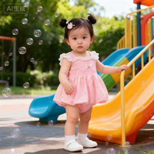 女宝宝夏薄款后开背带短款连衣裙