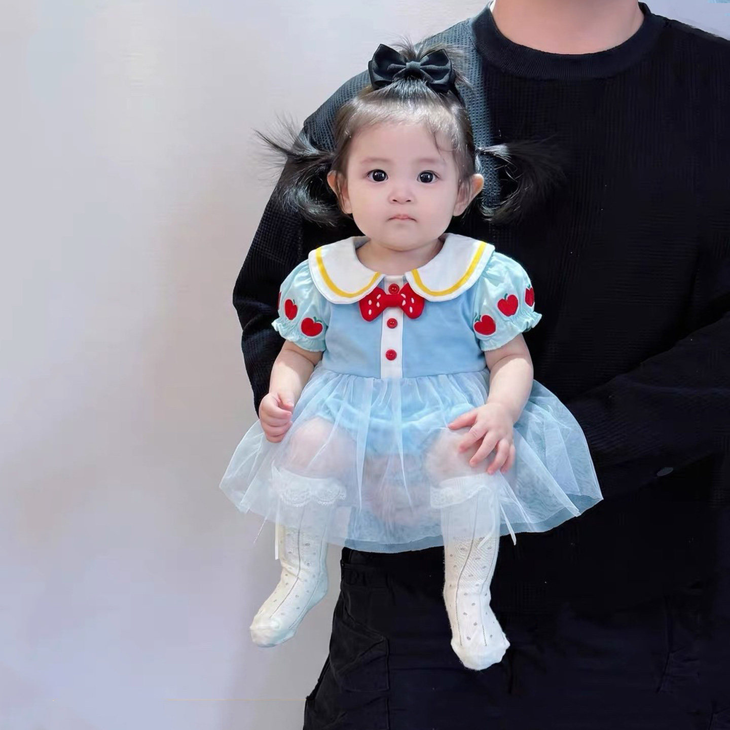 甜美包屁裙女婴儿夏装翻领短袖纱裙包屁衣女宝宝夏薄款公主三角衣