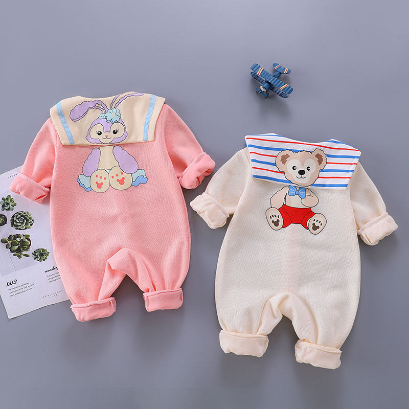 婴儿连体衣春秋外穿薄款可爱男女宝宝超萌外出哈衣婴幼儿春款爬服