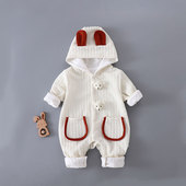 婴儿外出服春秋双层哈衣可爱a类小月龄宝宝衣服秋装 外套连体衣早