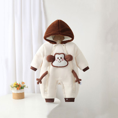 婴儿冬装连体衣加厚外出服