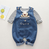 女一岁宝宝秋装 新款 男宝两件套 套装 春秋连体裤 秋季 婴儿牛仔背带裤