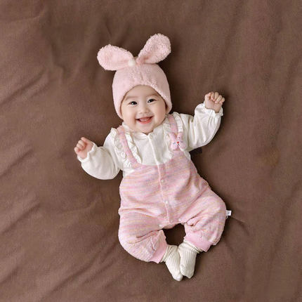 婴幼儿衣服春秋连体衣女宝宝秋款双层无骨假两件哈衣可爱超洋气