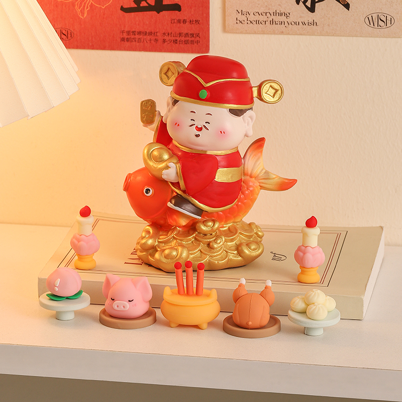 财运亨通财神爷工位装饰财运来