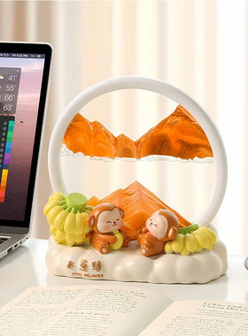 禁止焦虑治愈解压流沙画摆件办公室桌面客厅酒柜家居装饰生日礼物