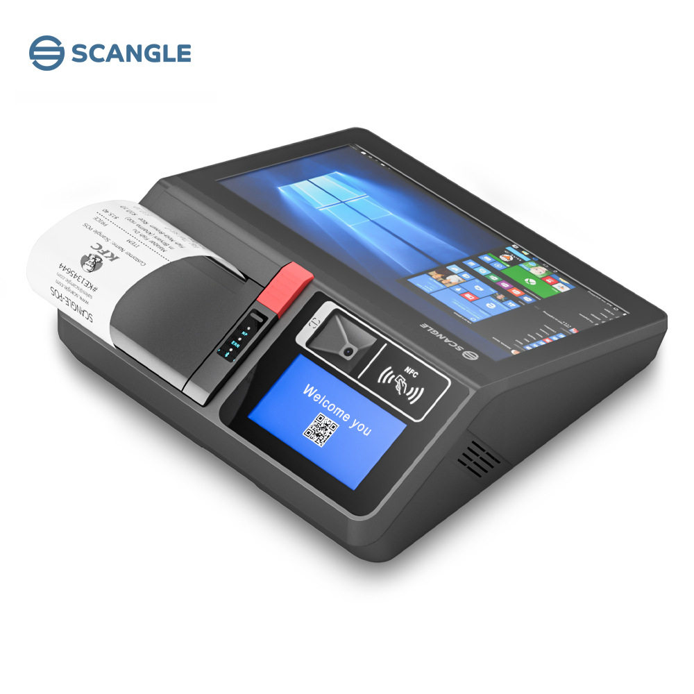 餐饮酒楼湖南菜收银一体机带扫描打印副屏显示多功能合一收银终端