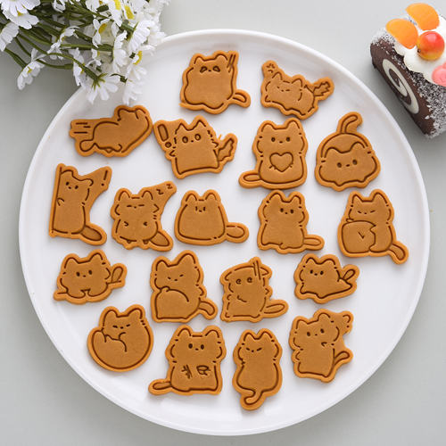 迷你小猫咪卡通饼干模具可爱简笔画猫猫曲奇翻糖儿童零食烘焙工具