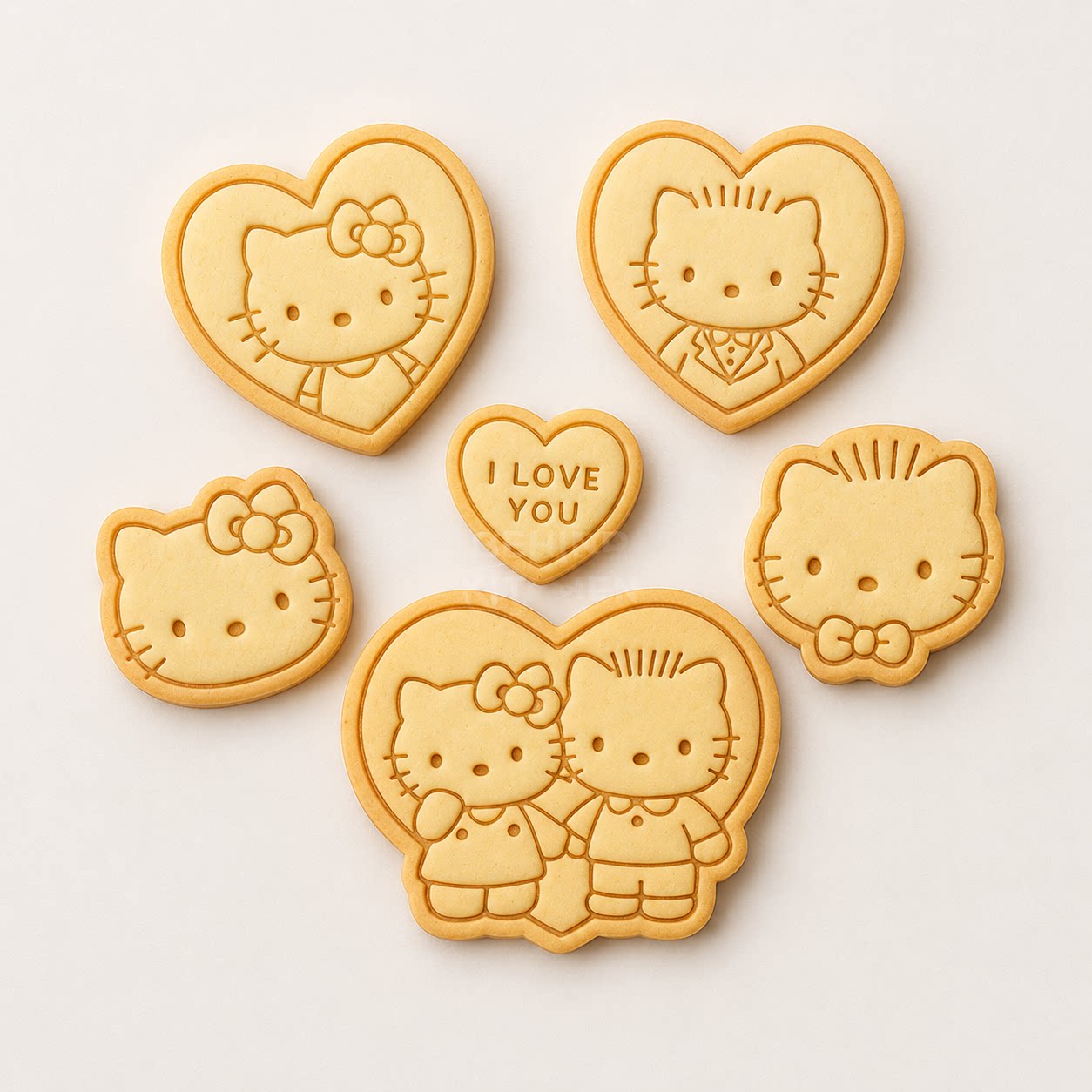 情侣Hello Kitty卡通猫咪爱心饼干模具love情人节diy烘焙按压工具图片