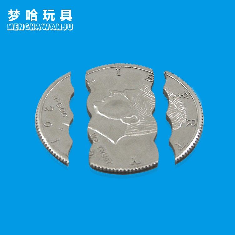 魔术三折咬币 美金款  硬币还原 咬硬币 近景魔术玩具魔术道具