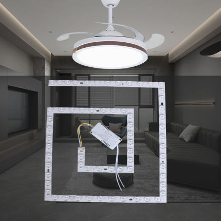 风扇灯led灯芯灯条餐厅吊扇灯专用光源吸顶灯方形灯片替换改造灯