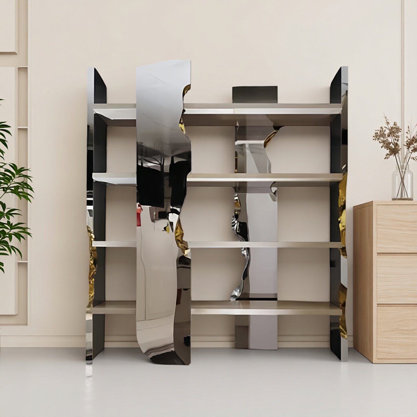 葡萄牙奢华金属书架别墅豪宅设计师款高端多层定制高级感落地书柜