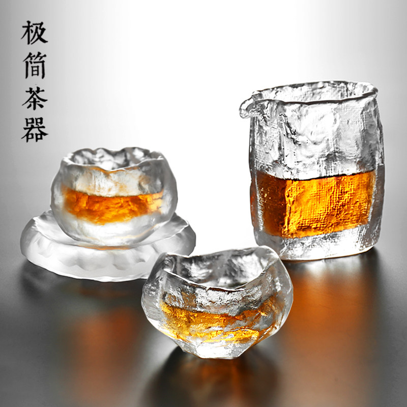日式琉璃公道杯古法冰冻烧分茶器纯手工功夫茶具单个玻璃茶海公杯图片