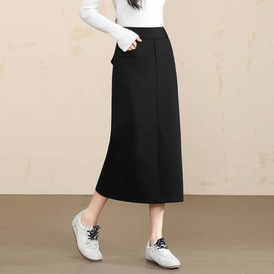 官方正品小个子包臀裙女秋冬2025新款高腰通勤显瘦半身裙毛呢中裙