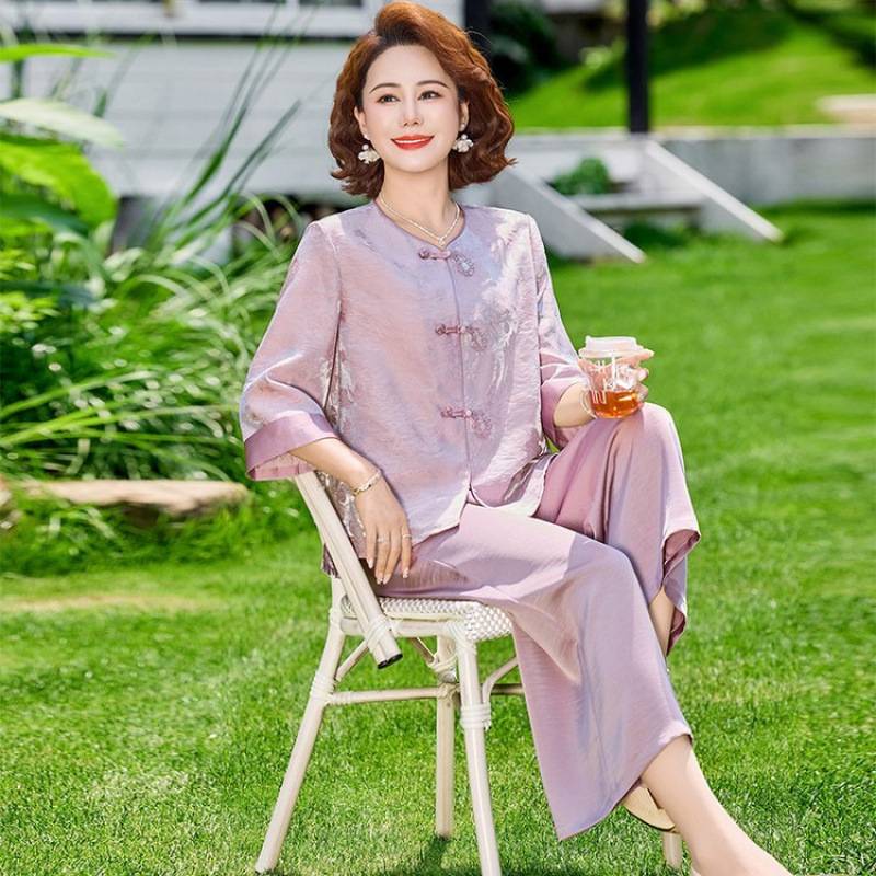 官方正品母亲节礼物妈妈夏装七分袖衣服夏季新款中老年人新中式开