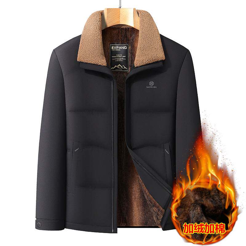 官方正品爸爸冬装外套2026新款加绒加厚棉服男中老年人爷爷棉衣过