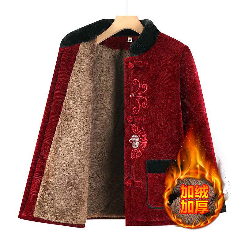 官方正品妈妈冬装唐装外套女中老年人棉服高端棉袄加绒加厚老人老