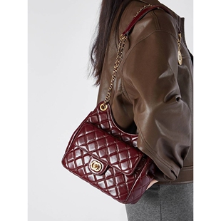 官方正品2025新款包包头层牛皮hobo包天猫精灵小香风时尚百搭单肩