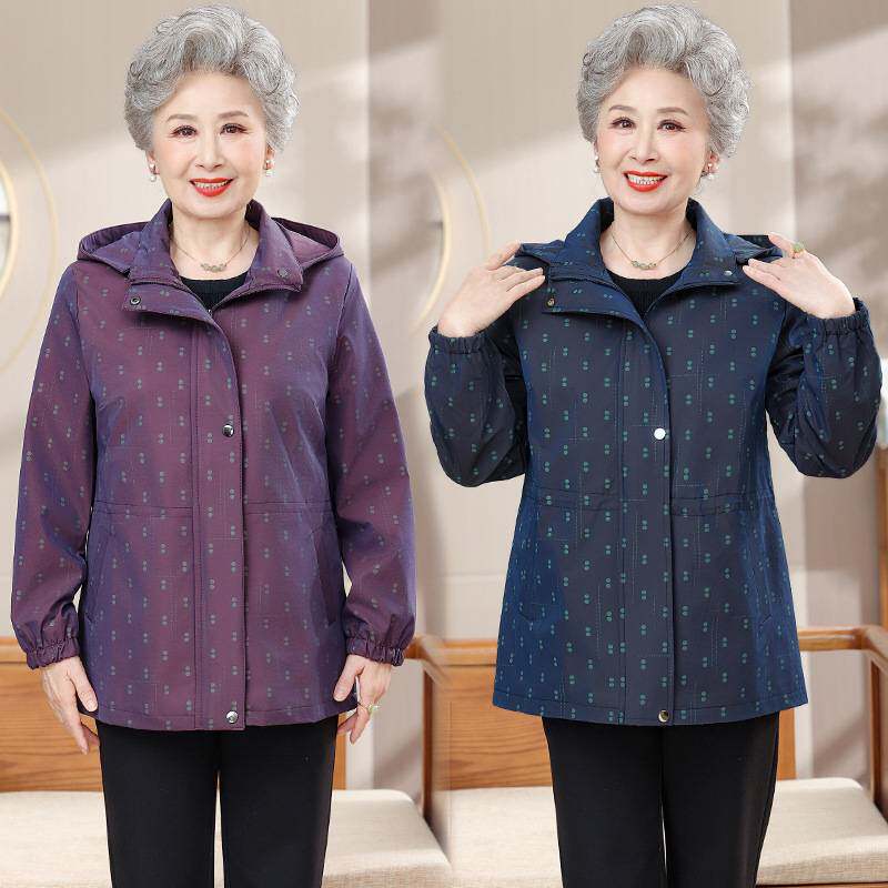官方正品中老年人秋装女奶奶风衣外套2026新款老太太大码胖妈妈春