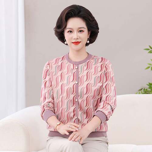 官方正品妈妈款秋装长袖上衣中老年妇女衣服50岁60中老年人春秋圆