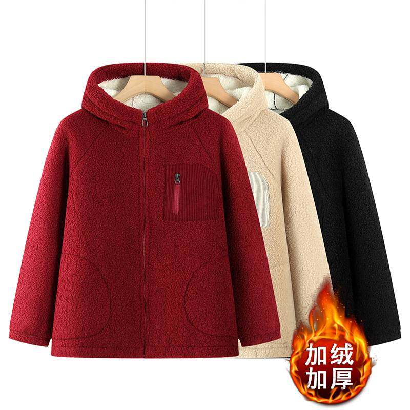 官方正品奶奶冬装外套女妈妈加绒加厚大码棉衣中老年人秋冬羊羔绒